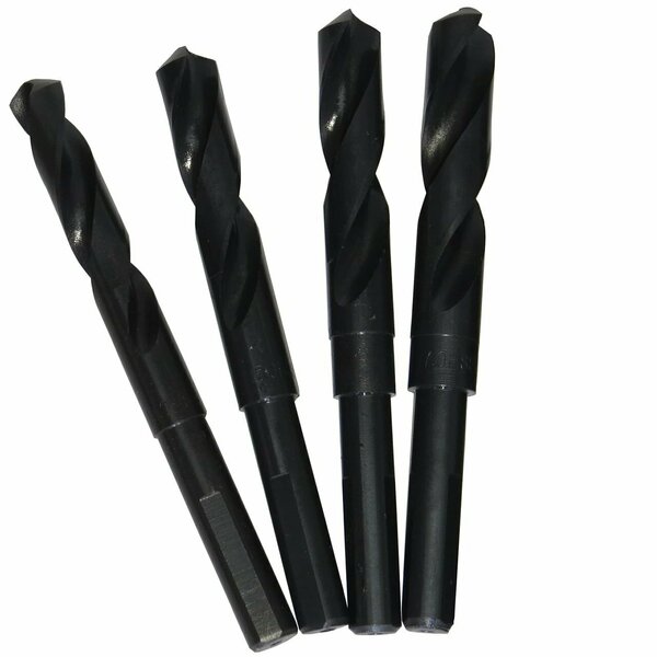 Drill America 4 Piece Set 13/32in-1/2in HSS 3/8in Reduced Shank Drill Bit Set POUDWDRSDX3/8